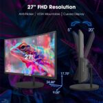 Sceptre Curved 27" FHD 1080p 75Hz LED Monitor HDMI VGA Build-In Speakers, EDGE-LESS Metal Black 2019 (C275W-1920RN) - Image 6