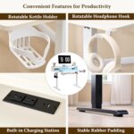 RedLemon 48Inch Gaming Desk, Electric Standing Desk with Height Adjustable, Power Outlets, LED Lights, Keyboard Tray, and Monitor Shelf, Stand Up Computer, White - Image 8