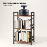 Homeiju Bookshelf, 3 Tier Industrial Bookcase, Metal Small Bookcase, Rustic Etagere Book Shelf Storage Organizer for Living Room, Bedroom, and Home Office(Rustic Brown) Patent Pending D29873033 - Image 8