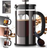 BAYKA French Press Coffee Maker 34 Ounce 1 Liter, Borosilicate Glass Stainless Steel Brewer, Large Portable Cold Brew Cafetera Teapot for Kitchen Travel Camping Coffee Bar Accessories, Dark Pewter - Image 2