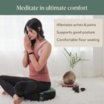 Mindful and Modern Velvet Meditation Cushion - Luxury Zafu Floor Pillow for Yoga - Large Buckwheat Meditation Pillow with Luxe Removable Cover in Six Colors - Image 3
