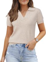 Arach&Cloz Women's Wool Blend Summer Fall Tops Business Casual Polo Shirts 2025 - Image 2