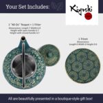 Large Japanese Cast Iron Teapot Capacity 40Oz with Trivet and Loose Leaf Tea Infuser, Cast Iron Tea Kettle Stovetop Safe. Tetsubin Coated with Enamel Interior - Green Teapot - Image 5