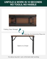 Frylr Small Folding Computer Desk – Portable 35.8 Inch Foldable Laptop Table, Collapsible and Compact for Easy Storage and Fast Setup, Lightweight for Small Spaces, Craft and Study Use, Dark Walnut - Image 5