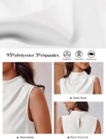 Cicy Bell Womens Mock Neck Satin Tank Tops Business Casual Work Ruched Blouses Summer Corporate Outfits - Image 7