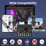 Podcast Equipment Bundle for 2, Audio Interface with Voice Changer Condenser Microphones for Gamer, All-in-One Audio Mixer Perfect for Live Streaming, Singing, YouTube, Gaming - Image 6