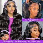 28 Inch 13x6 Lace Front Wigs Human Hair Pre Plucked Body Wave HD Transparent Lace Frontal Wigs Human Hair 180 Density Glueless Wig with Baby Hair for Women - Image 6