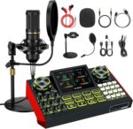 Podcast Microphone Bundle with Live Sound Card Audio Mixer, Podcast Equipment Bundle Sound Board with 3.5mm Condenser Microphone for Pc/Phone Live Streaming Singing Gaming,Voice Changer, Denoise - Image 2