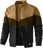 HYPESTFIT Mens Lightweight Jacket Casual Bomber Jacket Color Block Varsity Coat - Image 2