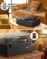 Vinyl Record Player All-in-1 LP Turntable Built-in Four Speakers HiFi Belt Drive System with Phono Preamp ATN-3600L MM Cartridge BT Wireless Aux-in RCA Line Out Auto Off Black Classic Edition - Image 5
