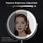 Lighted Makeup Mirror, 3000 mAh Rechargeable Double Sided Magnifying Vanity Mirror with 3 Colors, 1x/10x, 360° Rotation , Brightness Adjustable Magnification Cosmetic Light up Mirror, Women Gift - Image 4