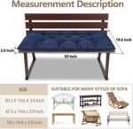 59 inch Waterproof Indoor/Outdoor Garden Bench Seat Cushions,Thicken Patio Bench Soft Rocking Chairs Pad Lounger Seat for Porch Wicker Loveseat Settee (59x19.6x3.9 inch,Navy - Image 3