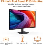 Amazon Basics 27 inch Monitor, FHD 1080P, Max 100Hz, VESA Compatible, Built-in Speakers, Black - Image 3