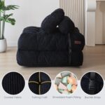 MAXYOYO Folding Sofa Bed, Convertible Sleeper Chair with Pillow Foldable Mattress with Back Support, Portable Fold Out Chair Bed Comfy Floor Sofa Lounge for Living Room Bedroom, Black, Single - Image 9