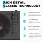 Turntables All-in-1 Vinyl Record Players with 2 Tweeter & 2 Bass HiFi Stereo Speakers Belt Drive Phono Preamp ATN-3600L MM Cartridge BT Wireless Aux-in RCA Line Auto Off Colored Light Strip Pure Black - Image 8