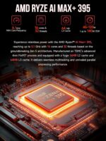 GMKtec EVO-X2 AI Mini PC Ryzen Al Max+ 395 (up to 5.1GHz) Mini Gaming Computers, 128GB LPDDR5X 8000MHz (16GB*8) 2TB PCIe 4.0 SSD, Quad Screen 8K Display, WiFi 7 & USB4, SD Card Reader 4.0 - Image 4