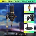 Podcast Microphone Bundle with Live Sound Card Audio Mixer, Podcast Equipment Bundle Sound Board with 3.5mm Condenser Microphone for Pc/Phone Live Streaming Singing Gaming,Voice Changer, Denoise - Image 3