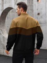 HYPESTFIT Mens Lightweight Jacket Casual Bomber Jacket Color Block Varsity Coat - Image 4