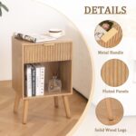 Night Stand with Drawer, Mid Century Nightstand with Storage, Modern Fluted Bedside Table Bedroom Living Room for Small Space, Office (Rustic Walnut) - Image 6
