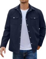 COOFANDY Men's Casual Lightweight Shirt Jacket Work Shacket Jackets Military Button Down Overshirt With Flap Pockets - Image 2