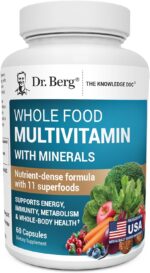 Dr. Berg Whole Food Multivitamin with Minerals - Daily Multivitamin for Men and Women - Includes Premium Whole Food Fruits and Vegetable Blend with Folate, Alpha-lipoic Acid and More - 60 Capsules - Image 2