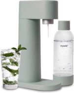 Woody Sparkling Water Maker - Silent Carbonated Water Machine Made of Renewable Wood Composite and 1L Water Bottle - Without CO2 Cylinder - Seltzer Maker Machine - Colour Sage Green - Image 2