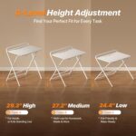 Huuger Folding Desk with 3-Level Adjustable Height and Tablet Slot, 24 Inch Foldable Computer Desk for Small Spaces, Space Saving, Writing Work Table for Home Office, Bedroom, Study, White - Image 5