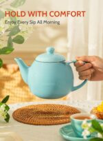 Sweese Teapot, Porcelain Tea Pot with Stainless Steel Infuser, Blooming & Loose Leaf Teapot - 27ounce, Turquoise - Image 6