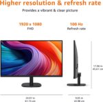 Amazon Basics 27 inch Monitor, FHD 1080P, Max 100Hz, VESA Compatible, Built-in Speakers, Black - Image 6
