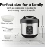 Hamilton Beach Digital Programmable Rice Cooker & Food Steamer, 8 Cups Cooked (4 Uncooked), With Steam & Rinse Basket, Stainless Steel (37518) - Image 4