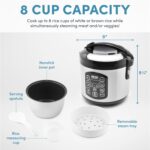 AROMA Professional Digital Rice Cooker, Multicooker, 4-Cup (Uncooked) / 8-Cup (Cooked), Steamer, Slow Cooker, Oatmeal Cooker, STS, Auto Keep Warm, 2 Qt, Stainless Steel Exterior, ARC-954SBD - Image 6