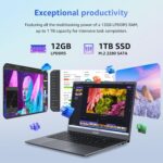 Laptop, 12GB LPDDR5 RAM 1TB SSD, 15.6 Inch Laptop Computer, Win11 Pro, N95 Quad Core Processor, Up to 3.4GHz, Preinstall Office Pro Plus 2024, WiFi 5, BT 5.0, USB-C, Fingerprint,Gray - Image 3