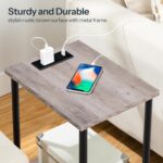 HOOBRO Side Table with Charging Station, Set of 2 End Tables with USB Port and Outlets, Nightstand with 2-Layer Storage Shelves for Small Spaces, Living Room, Bedroom, Greige and Black BG09UBZP201 - Image 9