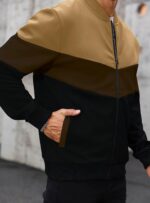 HYPESTFIT Mens Lightweight Jacket Casual Bomber Jacket Color Block Varsity Coat - Image 5