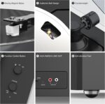 Turntables All-in-1 Vinyl Record Players with 2 Tweeter & 2 Bass HiFi Stereo Speakers Belt Drive Phono Preamp ATN-3600L MM Cartridge BT Wireless Aux-in RCA Line Auto Off Colored Light Strip Pure Black - Image 3