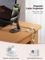 6 Pack Magnetic Cable Clips [Cable Smooth Adjustable] Cord Holder, Under Desk Cable Management, JOYROOM Adhesive Wire Holder Keeper Organizer for Home Office Desk Phone Car Wall Desktop Nightstand - Image 3