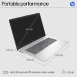 HP 17.3 inch Laptop, HD+ Display, AMD Ryzen 5 7520U, 16 GB RAM, 512 GB SSD, AMD Radeon Graphics, Windows 11 Home, Natural Silver, 17-cp2199nr - Image 6