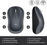 Logitech M185 Wireless Mouse, 2.4GHz with USB Mini Receiver, 12-Month Battery Life, 1000 DPI Optical Tracking, Ambidextrous PC/Mac/Laptop - Swift Grey - Image 5