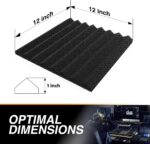 52 Pack Acoustic Panels 1 X 12 X 12 Inches - Acoustic Foam - High Density- Soundproof Studio Wedges - Charcoal - Image 3