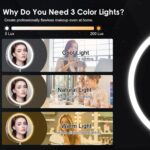 Lighted Makeup Mirror, 3000 mAh Rechargeable Double Sided Magnifying Vanity Mirror with 3 Colors, 1x/10x, 360° Rotation , Brightness Adjustable Magnification Cosmetic Light up Mirror, Women Gift - Image 3