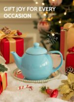 Sweese Teapot, Porcelain Tea Pot with Stainless Steel Infuser, Blooming & Loose Leaf Teapot - 27ounce, Turquoise - Image 8