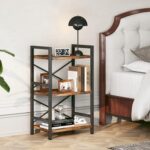 Homeiju Bookshelf, 3 Tier Industrial Bookcase, Metal Small Bookcase, Rustic Etagere Book Shelf Storage Organizer for Living Room, Bedroom, and Home Office(Rustic Brown) Patent Pending D29873033 - Image 6