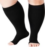 Abodhu Plus Size Compression Socks Open Toe Compression for Women& Men 15-20mmHg Wide Calf Knee High Toeless Compression Sock - Image 2