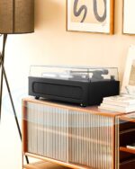 Vinyl Record Player All-in-1 LP Turntable Built-in Four Speakers HiFi Belt Drive System with Phono Preamp ATN-3600L MM Cartridge BT Wireless Aux-in RCA Line Out Auto Off Black Classic Edition - Image 6