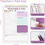 Teacher To Do List Notepad, 8.3x5.8 Inch Teacher Notepad, Spiral Checklist Notebook for Class Schedules, Daily Planner, School Tasks and Goal Setting (Purple) - Image 3