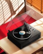 Vinyl Record Player All-in-1 LP Turntable Built-in Four Speakers HiFi Belt Drive System with Phono Preamp ATN-3600L MM Cartridge BT Wireless Aux-in RCA Line Out Auto Off Black Classic Edition - Image 8