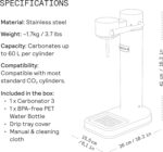 aarke Carbonator lll - Sparkling & Carbonation Water Machine, Stainless Steel with PET BPA-Free Reusable Bottle Volume 800 mL (Sand) - Image 8