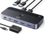 UGREEN USB 3.0 Switch 2 Computers Sharing USB C & A Devices, 4 Port USB Switcher Sharing Keyboard and Mouse, Printer/Scanner USB Switch Hub for Two Computers with 2 USB3.0 Cables and Controller - Image 2