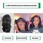 Douyin Bob Wig Human Hair 13x4 Frontal Lace Wig 14 Inch Body Wave 180% Density HD Lace Front Wigs Human Hair Pre Plucked Bob Wigs for Women (14 inch, Natural Black) - Image 6