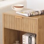 Night Stand with Drawer, Mid Century Nightstand with Storage, Modern Fluted Bedside Table Bedroom Living Room for Small Space, Office (Rustic Walnut) - Image 9